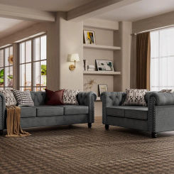 Sofa Set Couch Set No Sagging Couch Sets for Living Room 24'' Comfy Seat Sofa Living Room Furniture Sets Tool Free Assemble