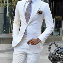 White Wedding Tuxedo For Groom Peaked Lapel Slim Fit Men Suit Fashion Design Business Wear 2 Pieces Jacket With Pants 2023