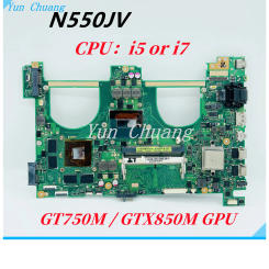 N550JV Mainboard For ASUS N550JV N550JK N550JX N550J G550JK G550JX Laptop motherboard With i5/i7 CPU GT750M/GTX850M GPU DDR3L