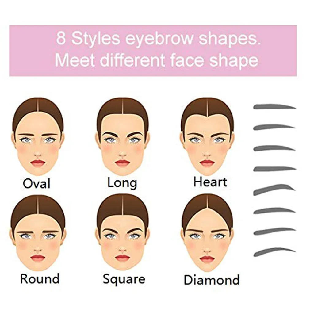 Description Picture 6 of item8 In 1 Reusable Eyebrow Stencil Beauty Makeup Brow Stamp Template Eyebrows Shape Set Eye Brow Makeup Tools and Accessories