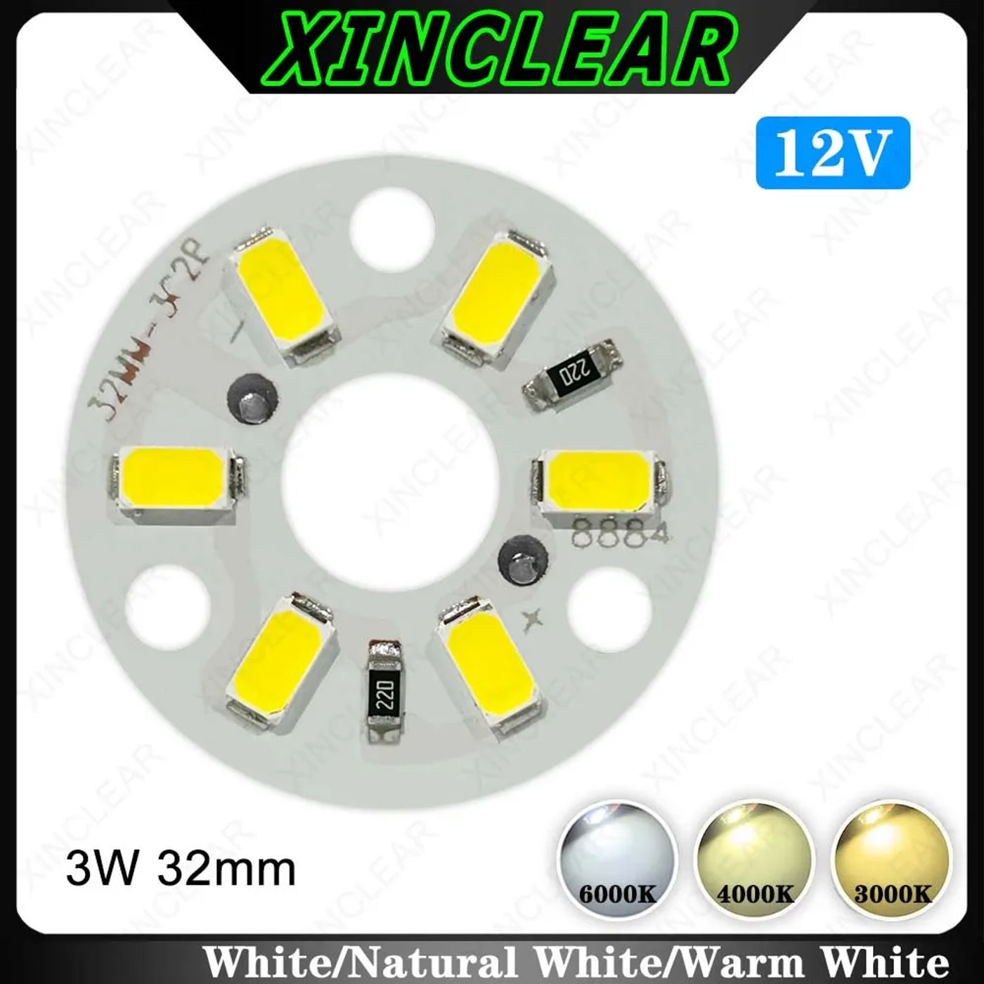 Description Picture 6 of itemHigh Quality LED Light Board 12V 3W Natural Warm White Dia 32MM SMD 5730 Chips For DIY Bulb Circular Transformation Light Source