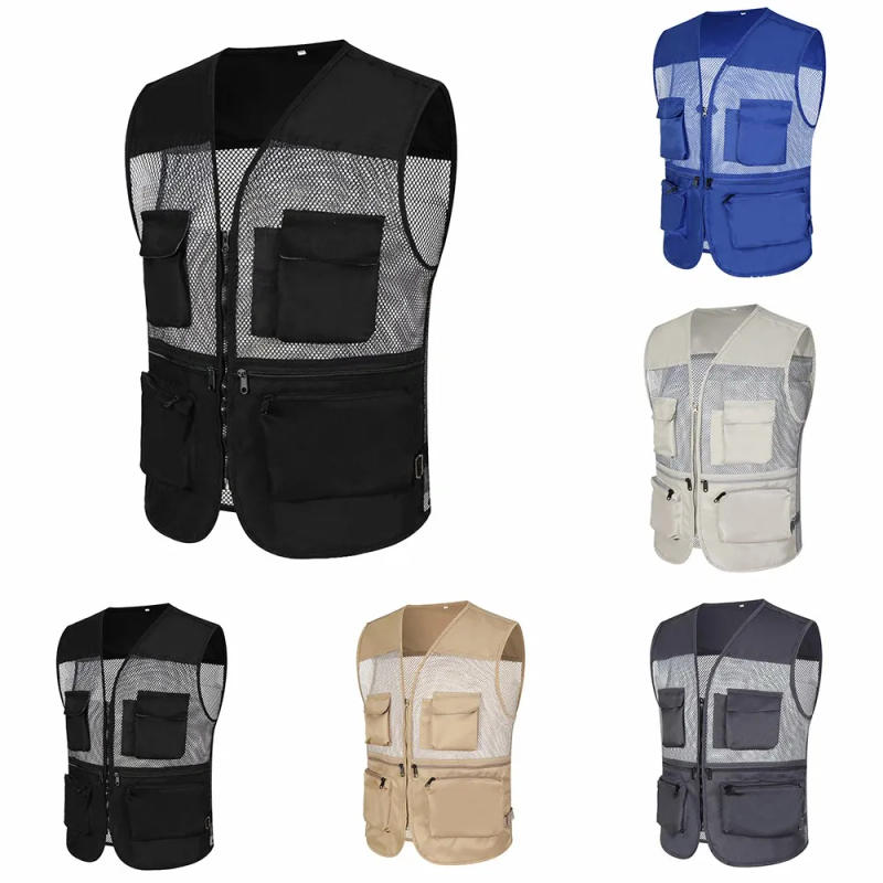 Description Picture 2 of itemJacket Men Vest Light and Durable Men's Fishing and Photography Vest Polyester Sleeveless Waistcoat with Pockets