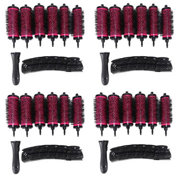 24Pcs 3 Sizes Detachable Handle Hair Roller Brush With Positioning Clips Aluminum Ceramic Barrel Curler Comb Hairdresser