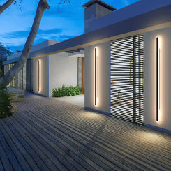 Garden Outdoor Waterproof Long Strip LED Wall Lamp IP65 Aluminum Wall Light Garden Porch Sconce Light 110V 220V 24V Warm White