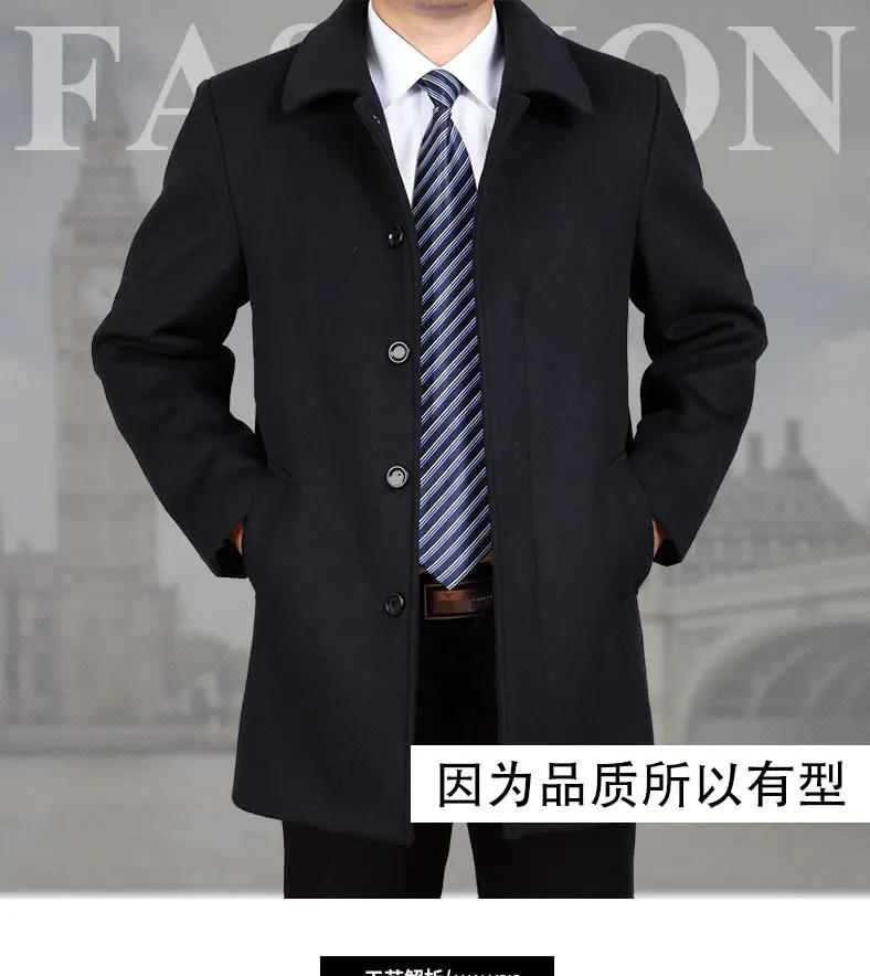 Description Picture 5 of itemnew arrival fashion casual luxury high quality outerwear men's woolen overcoat thick warm size M L XL 2XL 3XL 4XL