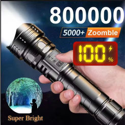 Powerful LED Flashlight 80000 LMRechargeable Camping Lantern Digital Display Flashlight Emergency Spotlights for Fishing Hunting