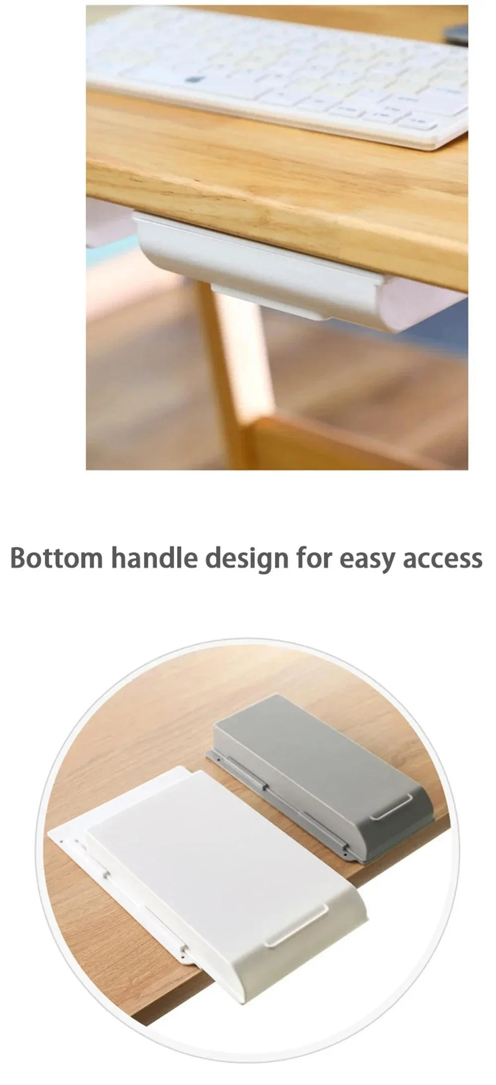 Description Picture 6 of itemDesk Organizer Drawer Hidden Self-Adhesive Plastic Office Desk Storage Box Accessories Pencil Stationery Sundries Storage Case