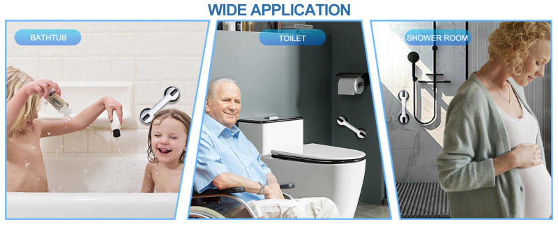 Description Picture 5 of itemTub and shower grab bars, 2-pack shower handle 12-inch strong suction shower bar, shower chair safety bar black and white