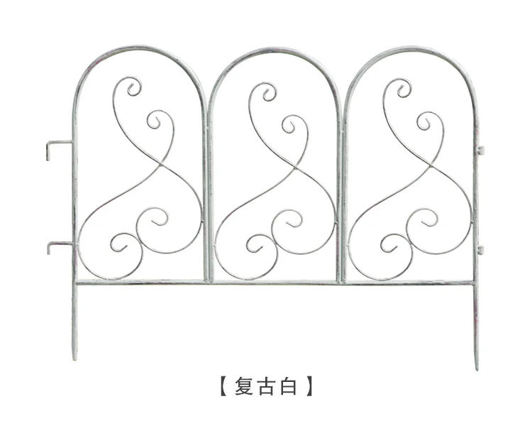 Description Picture 4 of itemDo Old White Iron Fencing Rustic Garden Trellis Vintage Flower Bed Border for Climbing Plants Decorative Metal Yard Partition