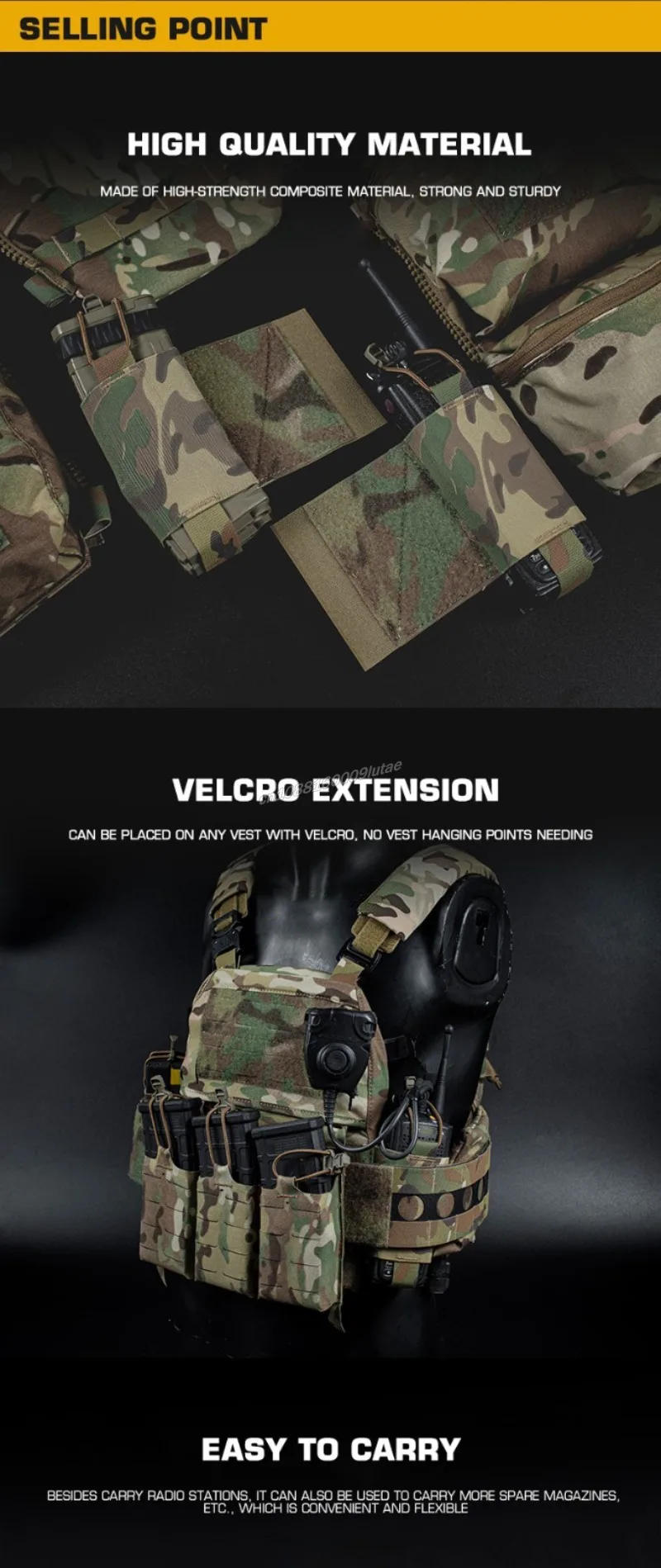 Description Picture 4 of itemFerro V2 Side Pouch Tactical Vest Elastic Radios Holder Bag Magazine Pouches FCPC V5 Pocket Airsoft Hunting Equipment Radio Pack