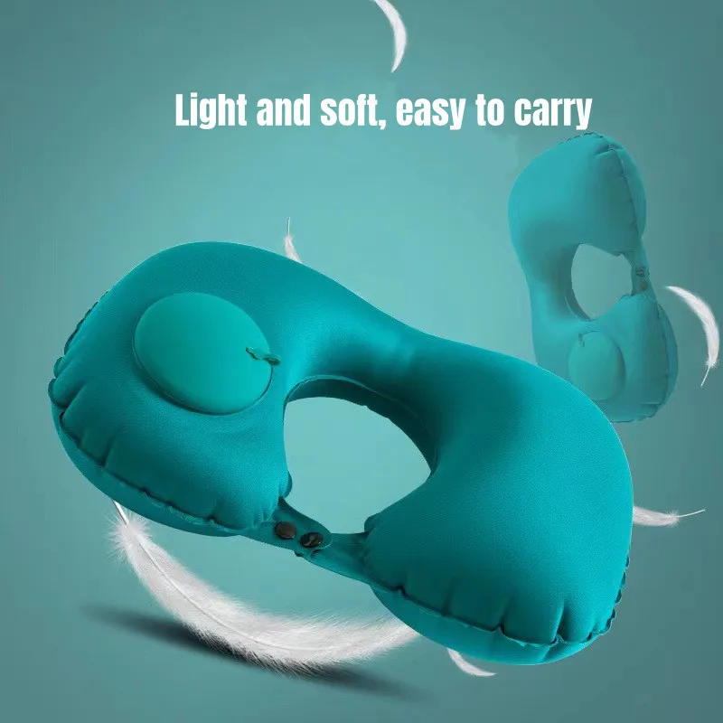 Description Picture 5 of itemU-Shaped Inflatable Travel Pillow Portable Air Neck Support Cushion Comfortable Sleeping Press to inflate pillow
