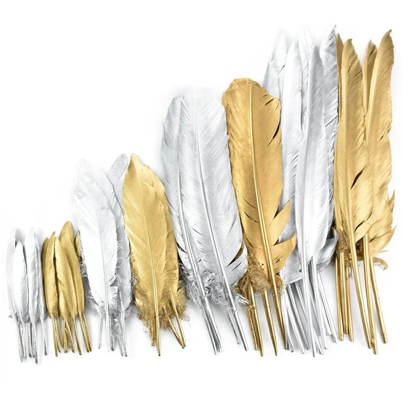 Description Picture 5 of itemGold Silver Goose Feathers for Crafts Headpiece Duck Turkey Geese Feather Vase for Decoration Dream Catcher Wedding Accessories