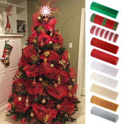 1Roll Christmas Mesh Ribbon DIY Wreath Bow Ribbon Christmas Tree Decorations For Home 2024 Xmas Gifts Navidad Noel New Year 2025