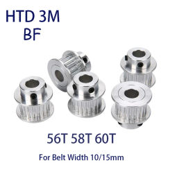 1Pcs HTD 3M BF Timing Pulley 56T 58T 60T Teeth Bore 5mm-25mm Belt Width 10/15mm 3M Transmission Belt Pulley