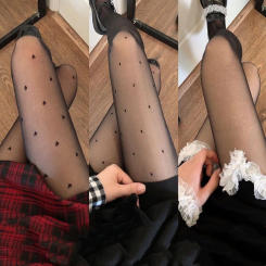 Sexy Women Tights Classic Summer Small Polka Dot Print Stockings Thin Vintage Faux Tattoo Thigh Sheer Pantyhose Female Hosiery