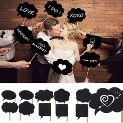 DIY 10 Pcs Black Cards Sticks Chalk Glue in a Set Photo Booth Props Love DIY Photography Wedding Decoration Party Photobooth