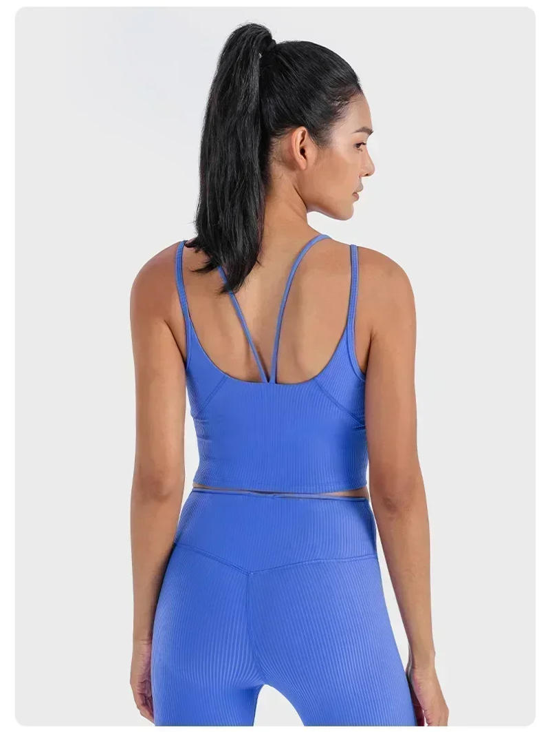 Description Picture 4 of itemLemon Align Women Strappy Tank Yoga Sports Ribbed Vest With Chest Pad Sexy Thin Belt High Elastic Tight Running Sports Sling Bra