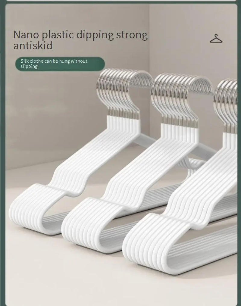 Description Picture 4 of item10pcs Dipped plastic hanger, thickened hanger, seamless adult support, children's hanger, non slip, household use