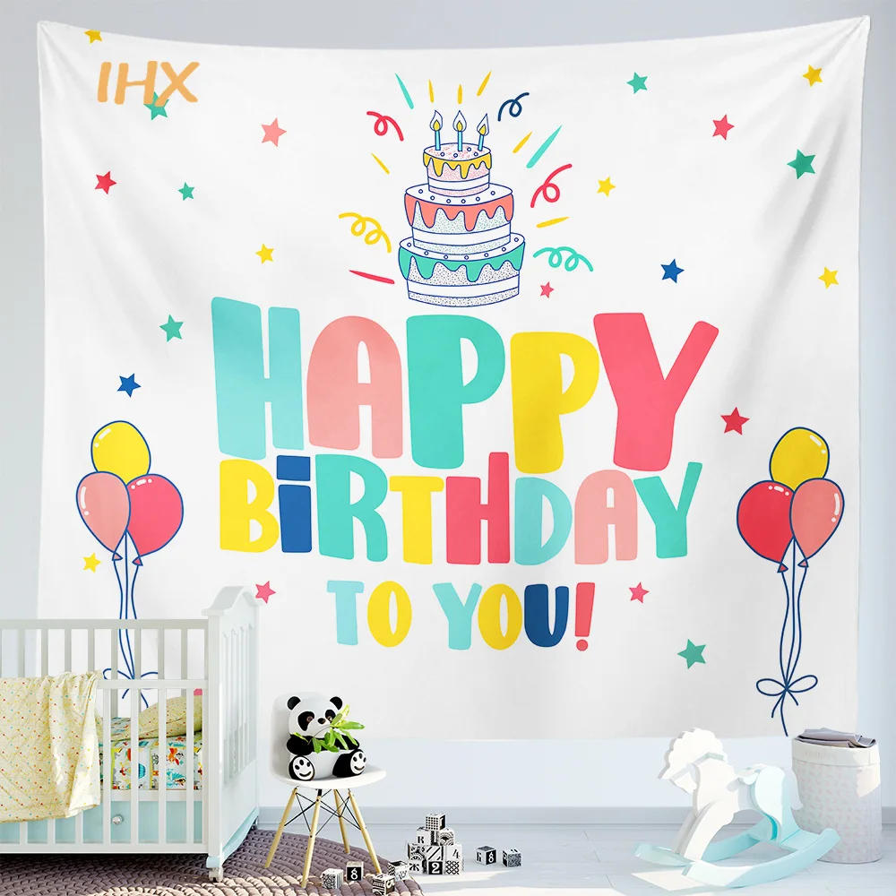 Description Picture 6 of itemHappy Birthday Background Tapestry Cloth Kawaii Children's Room Wall Decoration Girls Dormitory Cartoons Dormit Home Party Decor
