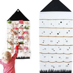 AMOBOX Christmas Advent Calendar with 24 Pockets Reusable Fabric Wall Hanging Bag Christmas Decorations