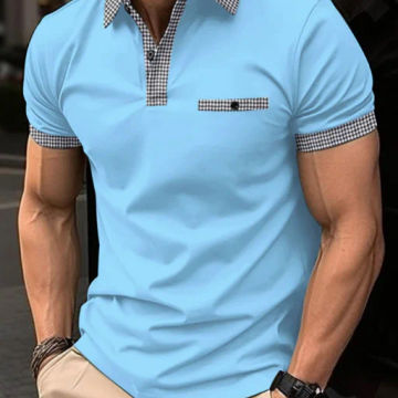 2024 New European and American Men's Summer Button-Pocket Short-Sleeved Shirt Casual and Breathable