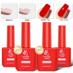 4pcs 15ml Nail Primer & 5 in 1 Builder Base Gel & Glossy Top Coat & Matte Top Coat for Beginner Use Home Salon Nail Art Design