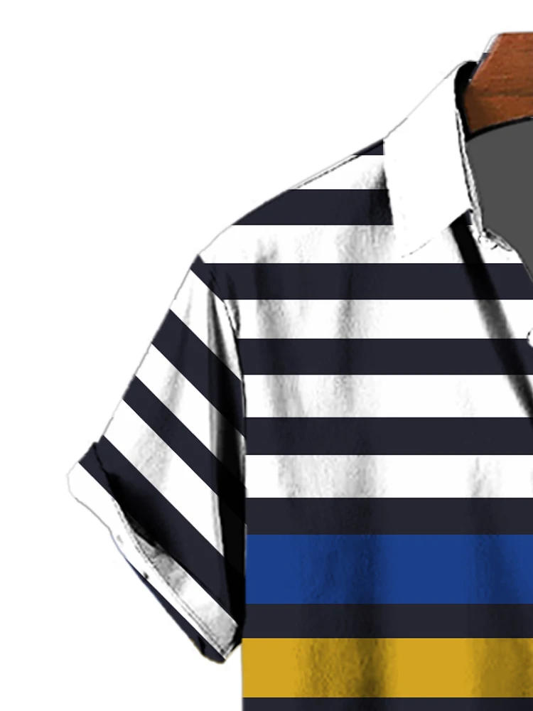 Description Picture 6 of itemColorful pattern men's 3D printing summer short sleeved shirt fashion street sportswear oversized loose collar top men's shirt