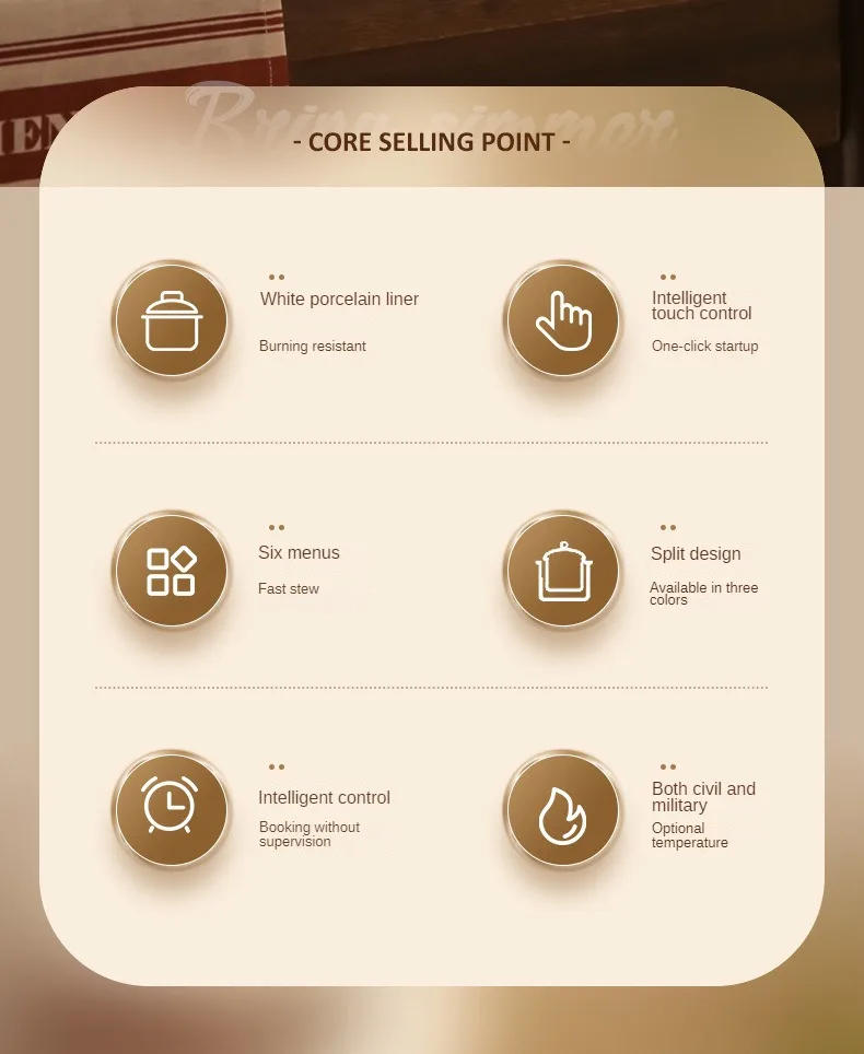 Description Picture 3 of item1800ML Electric Slow Stewer Household Home Automatic Stewing Pot Multi Cooker Ceramic Cooking Machine 220V