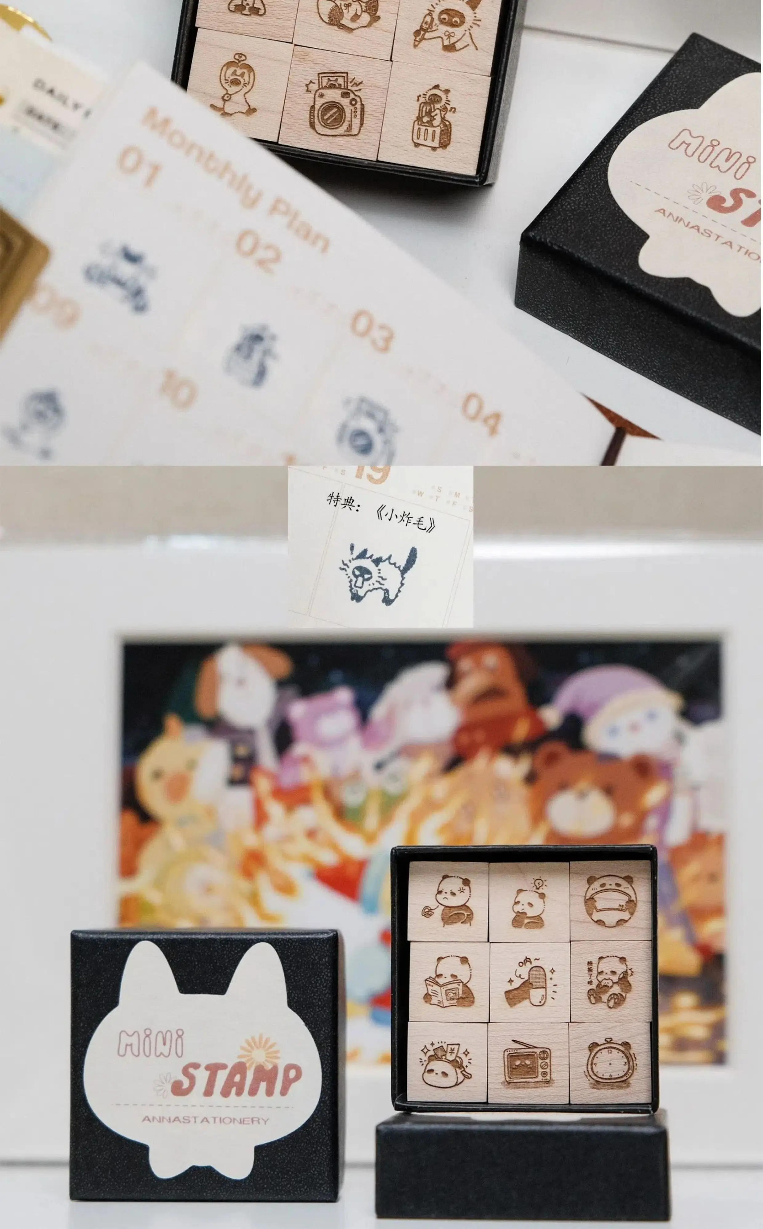 Description Picture 6 of itemMini Lovely Cat And Panda Happy Daiy Life Wooden Rubber Stamp Set DIY Scrapbooking Photo Album Card Making Wood Seal