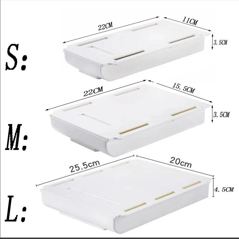 Description Picture 3 of itemSelf Stick Pencil Tray Under Desk Drawer Storage Box Hidden Stationery Organizer Stand For Pens Office Home Storage Organizer
