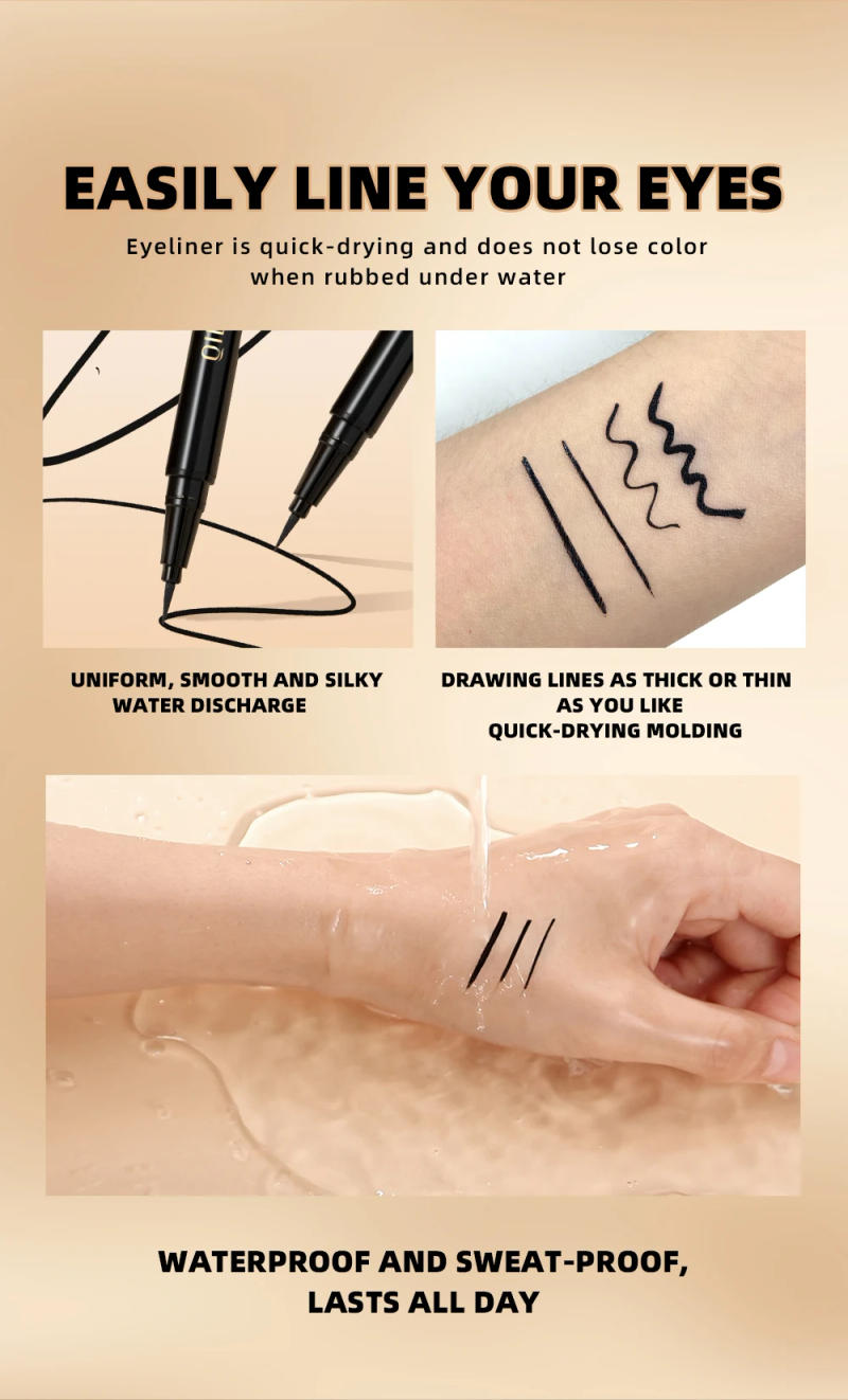 Description Picture 6 of itemQIBEST Waterproof Black Eyeliner Long Lasting Quick Drying Easy To Color Liquid Eyeliner Non Smudging Smooth Eyeliner Pen Tools