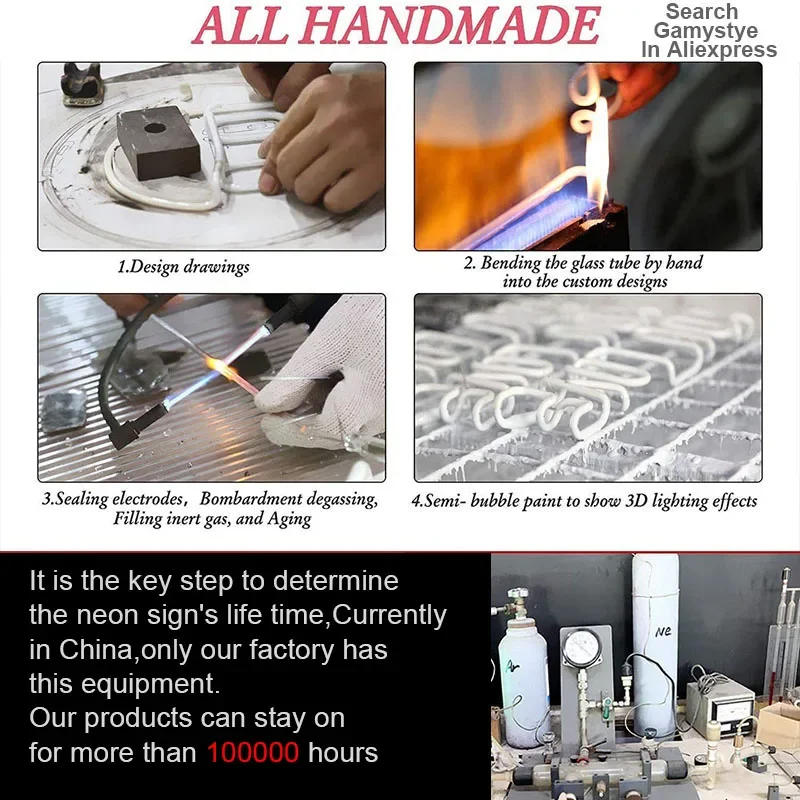 Description Picture 3 of itemNeon Sign For Burger House glass Tube Commercial club Lamp Restaurant light advertise Food shop Wall Decor Impact Attract light