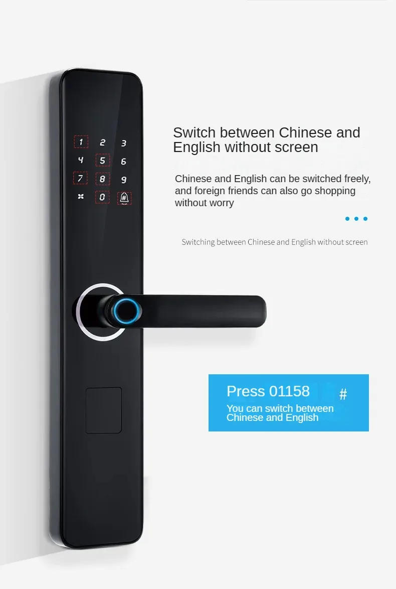 Description Picture 3 of itemEnglish version graffiti fingerprint lock, Tuya smart lock password lock with Body for Renting apartments