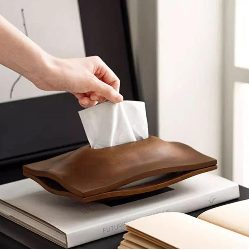 Description Picture 4 of itemDesktop Walnut Wooden Tissue Box,Magnetic Napkin Case Cover,Bar Restaurant Table Paper Tissue Holder,Home Living Room Decor