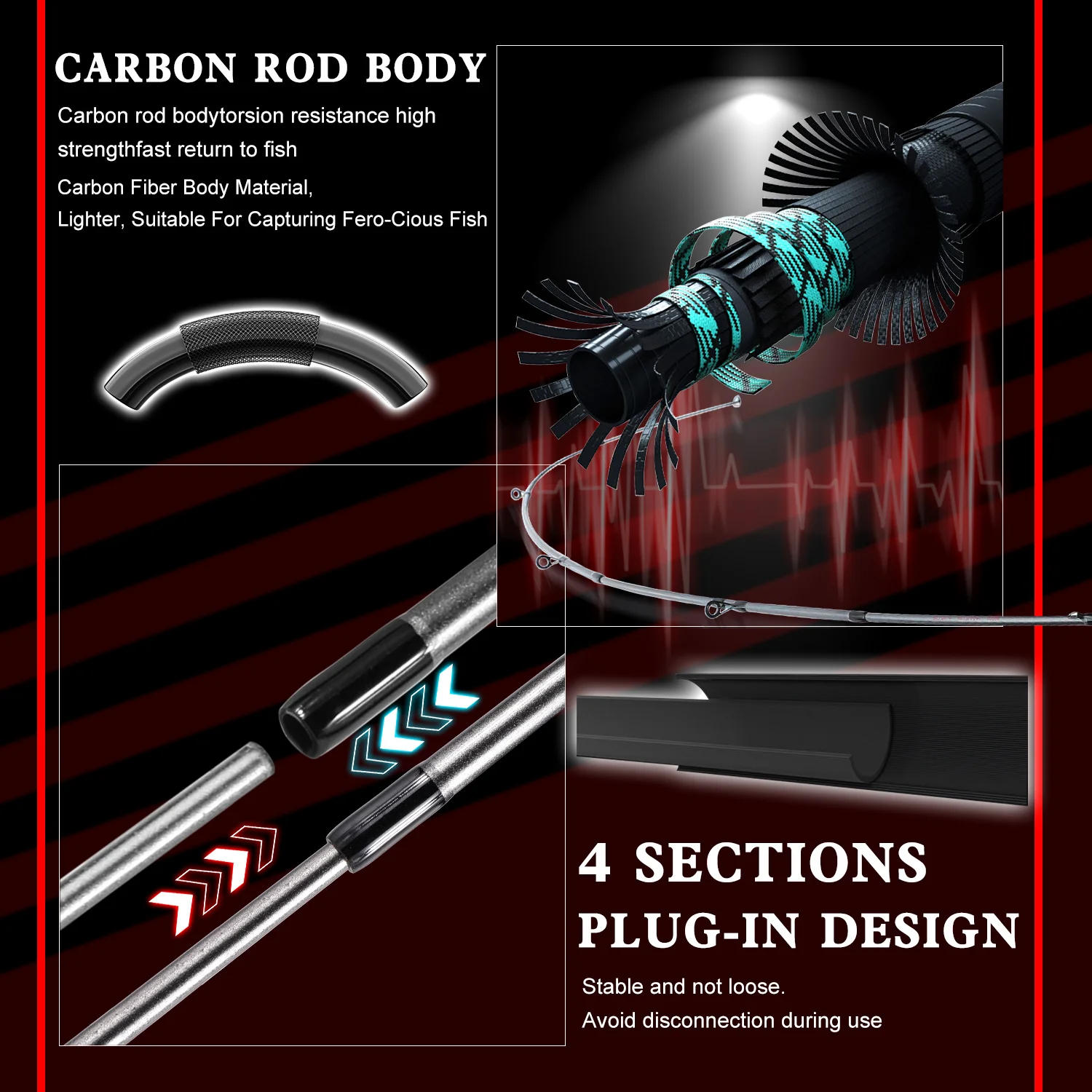 Description Picture 3 of itemSougayilang Baitcasting Fishing Rod and Reel Combo 5Section Fishing Rod and 7.2:1 Gear Ratio Reel Full Kit for Bass Carp Fishing