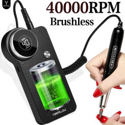 YOKEFELLOW 40000RPM Brushless Electric Nail Drill Machine LCD Display Professional Nail Drills for Acrylic Nails Low Vibration
