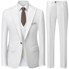 Autumn New Men's Slim British Wedding Solid Color Dress Blazer / Male Three Piece Suit Coat Vest Pants Trousers Waistcoat