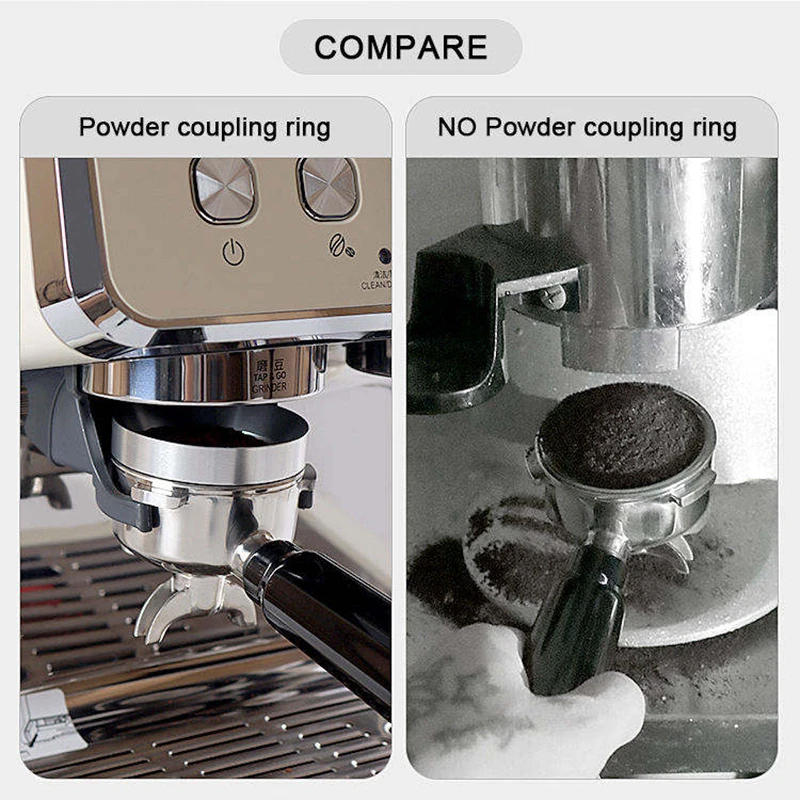 Description Picture 5 of item1PC 51/53/58mm Espresso Dosing Funnel Magnetic Aluminum Coffee Filter Ring Compatible Portafilter For Brewing Coffee Powder Tool