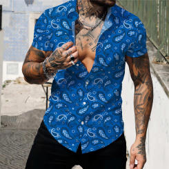 Beautiful men's shirt, high-quality fashionable loose fitting men's oversized shirt, cell 3D digital printed shirt, casual style