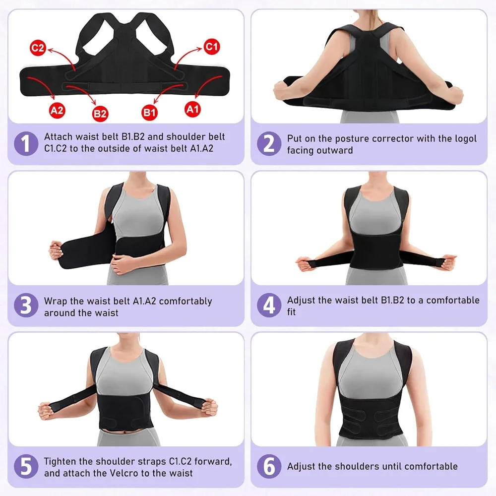 Description Picture 4 of itemPosture Corrector for Women and Men - Adjustable Back Brace & Straightener for Scoliosis, Hunchback Spine Corrector Back Support