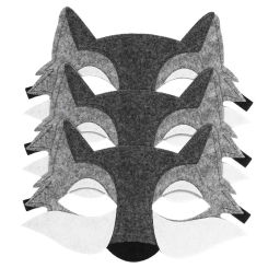Wolf Halloween Cosplay Kids Masks Face Animal Half Masquerade Costume Felt For Party Up Werewolf Supplies Dress Black Maske Men