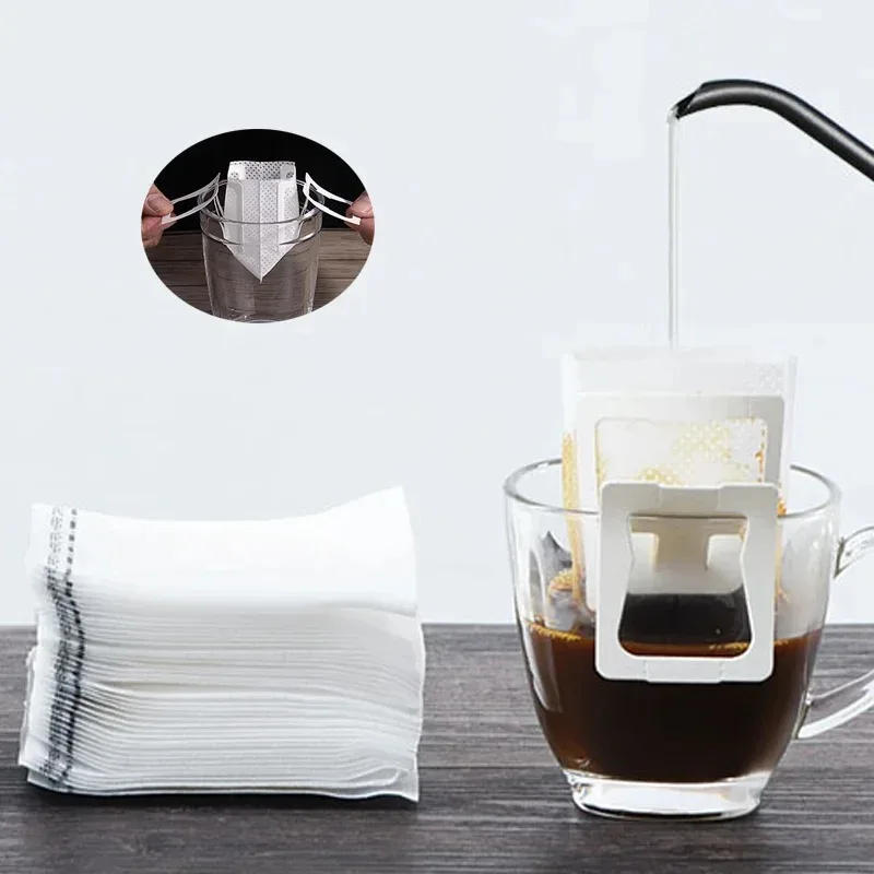 Description Picture 5 of item50/100/200PCS Coffee Filter Paper Bag Disposable Drip Coffee Bag Handle Portafilter Hanging Espresso Coffee Accessories Tea Tool