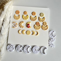 The Moon Collection of Different Moon Shapes Is Made with A Clay Mold Cutter and High Precision DIY Handmade Earring Jewelry