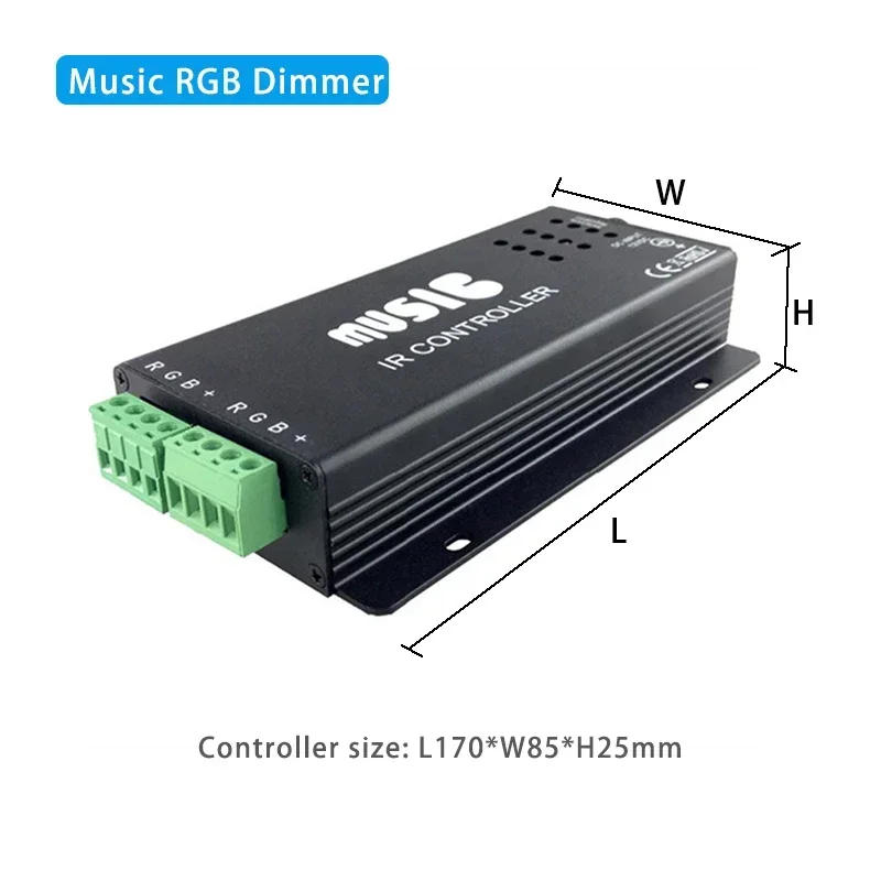 Description Picture 6 of itemLED Music Controller Kits With 24-Key IR Remote Control KTV Audio Voice Activated Dimmer for RGB 5050 2835 Color LED Strip Light