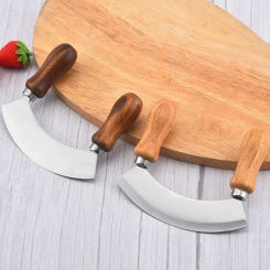 Stainless Steel Wooden Handle Swing Cutter Double Handle Pizza Cutter Wheel Knife Sawtooth Shovel Kitchen Baking Scraper Tool