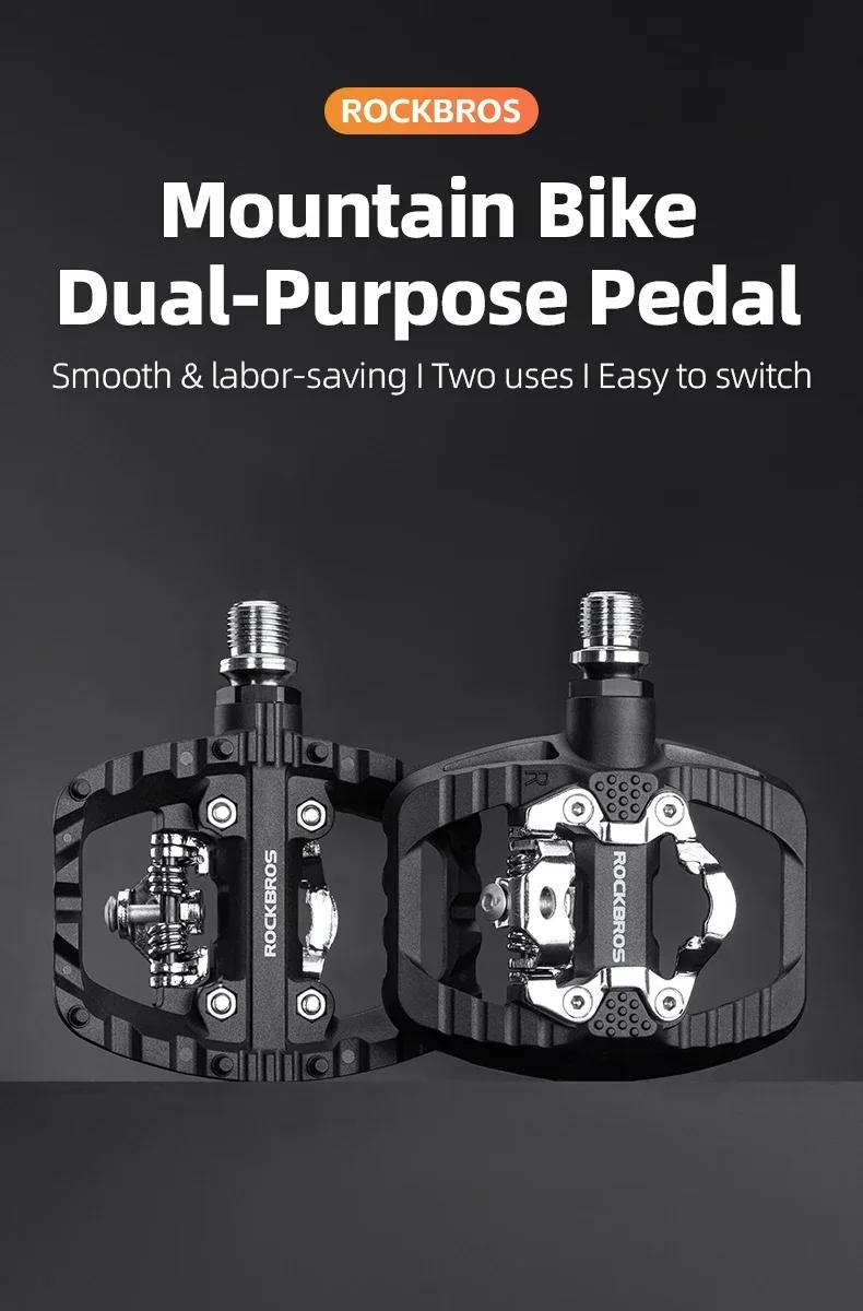 Description Picture 2 of itemROCKBROS MTB Bicycle Pedals 2 In 1 Flat/Lock Pedal Mountain Bike Non-Slip Labor Saving Nylon Pedals Waterproof Sealed Bearing