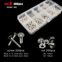 400/2100pcs M1.6 M2 M2.5 M3 M4 M5 304 A2-70 Stainless Steel Mix Size Torx Flat Countersunk Head Screw Bolt Nut Washer Set Kit