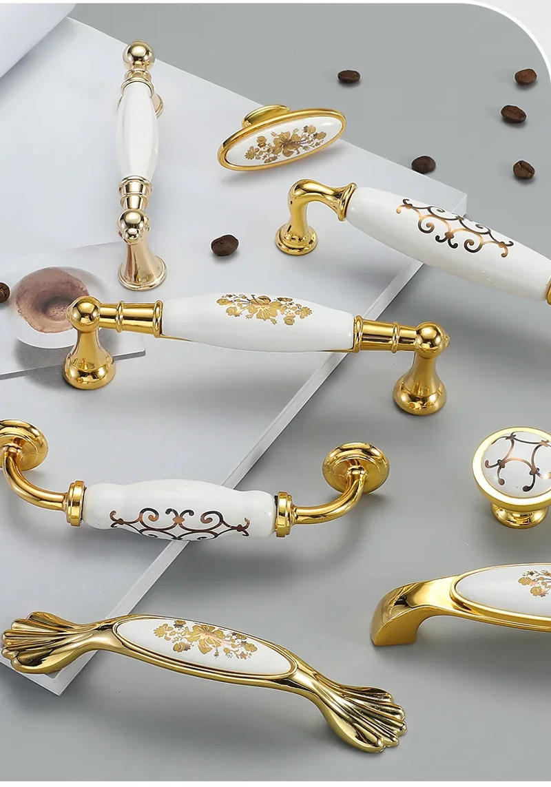 Description Picture 5 of itemGolden Furniture Ceramic Knob Modern Simple Rose Gold European Single Hole Drawer Cabinet Wardrobe Cupboard Door Handle