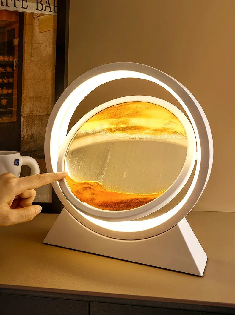 Description Picture 5 of itemQuicksand Table Lamp Sandscape Moving Sand Art LED 3D Hourglass  Night Light USB Flowing Sand Painting Bedside Lamps Home Decor