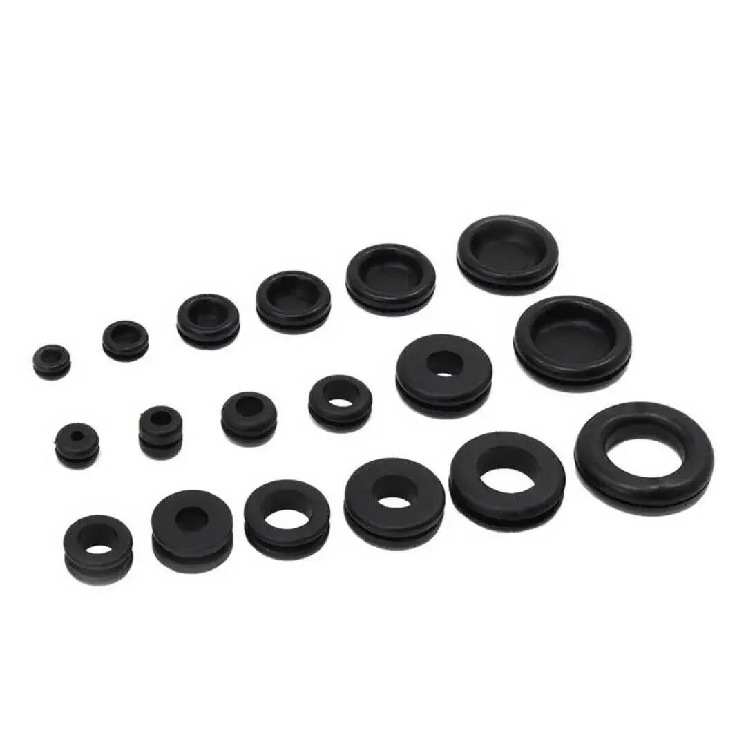 Description Picture 3 of item125pcs Black Rubber Grommet Plug Assortment Kit Gasket  Ring Firewall Hole Plug Wire Electrical Appliance Plumbing Boxed Set